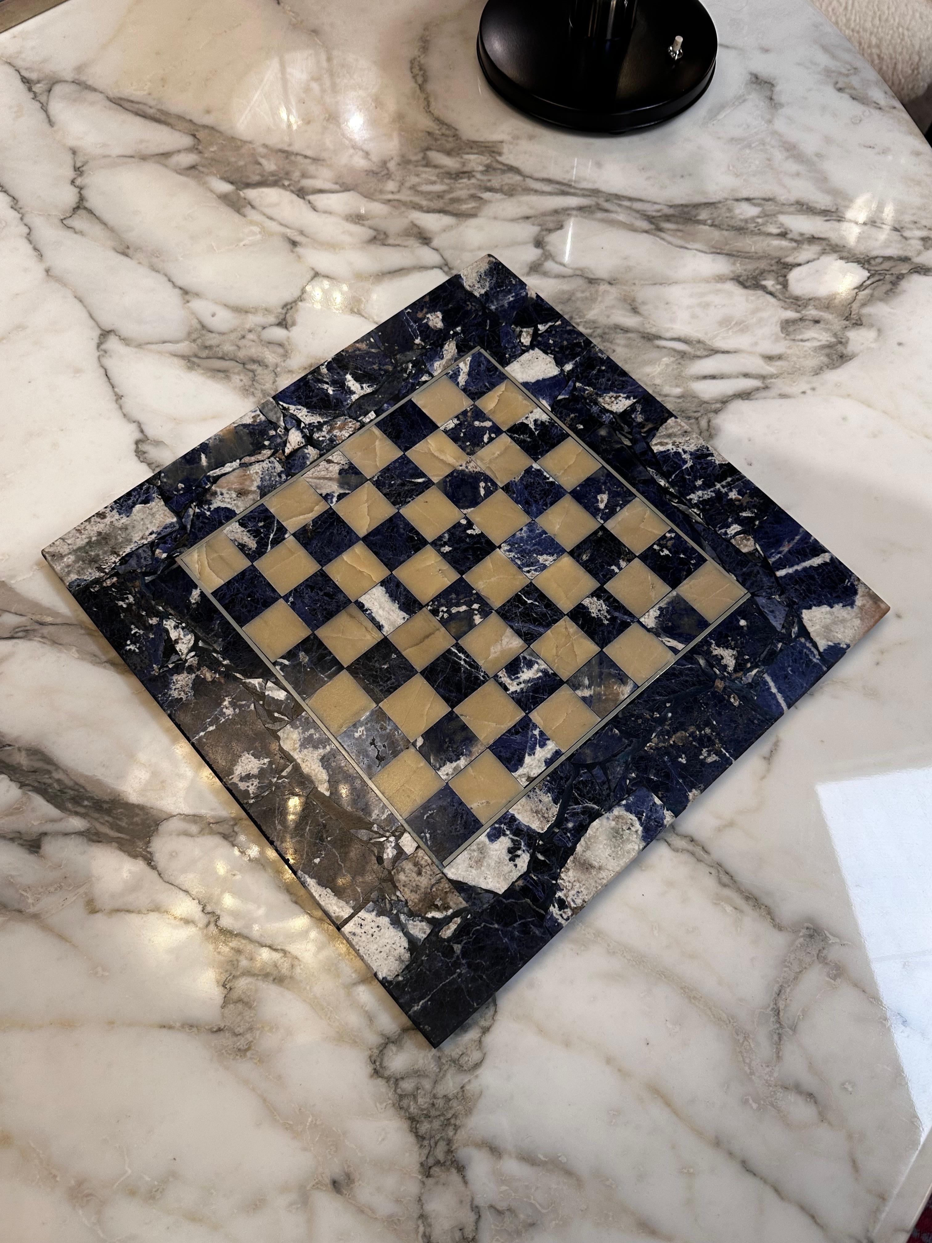 Planche d'échecs italienne Lapiz Lazuli des années 1980 Bon état - En vente à Los Angeles, CA