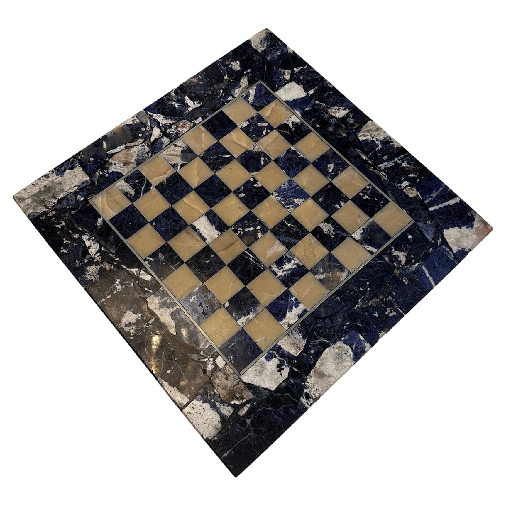 Vintage Italian Lapiz Lazuli Chess Board 1980s For Sale