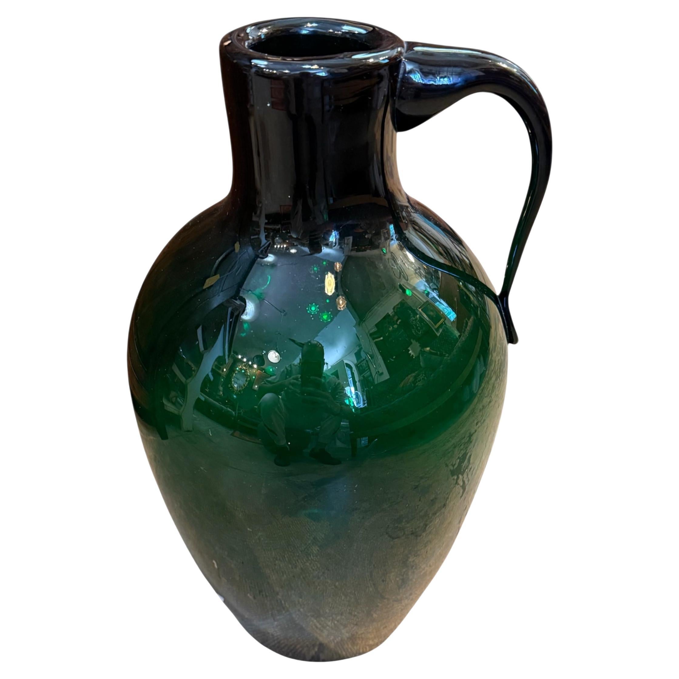 Vintage Italian Large Green Ewer Vase