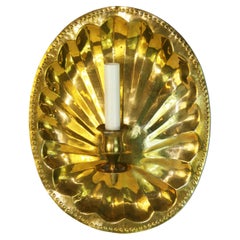 Vintage Italian Large Oval Brass Shell Sconces a Pair