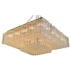 Vintage Italian Large Scale Murano Tronchi Glass Chandelier
