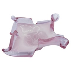 Vintage Italian Lavender Art Glass Dish with Swirled Edges by V.A.N. Crystal