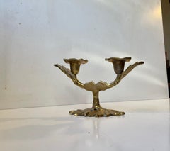 Vintage Italian Leaf Candleholder in Brass, 1970s
