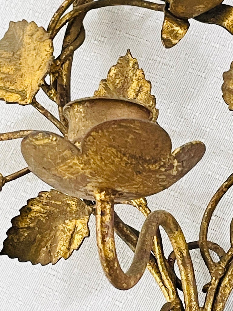 Vintage Italian leaf Design Gilt Gold Tole Metal Candle Wall Sconce, a Pair  For Sale at 1stDibs | vintage italian wall sconces, tole wall sconce, leaf  wall sconce candle holder, image size:768x1024
