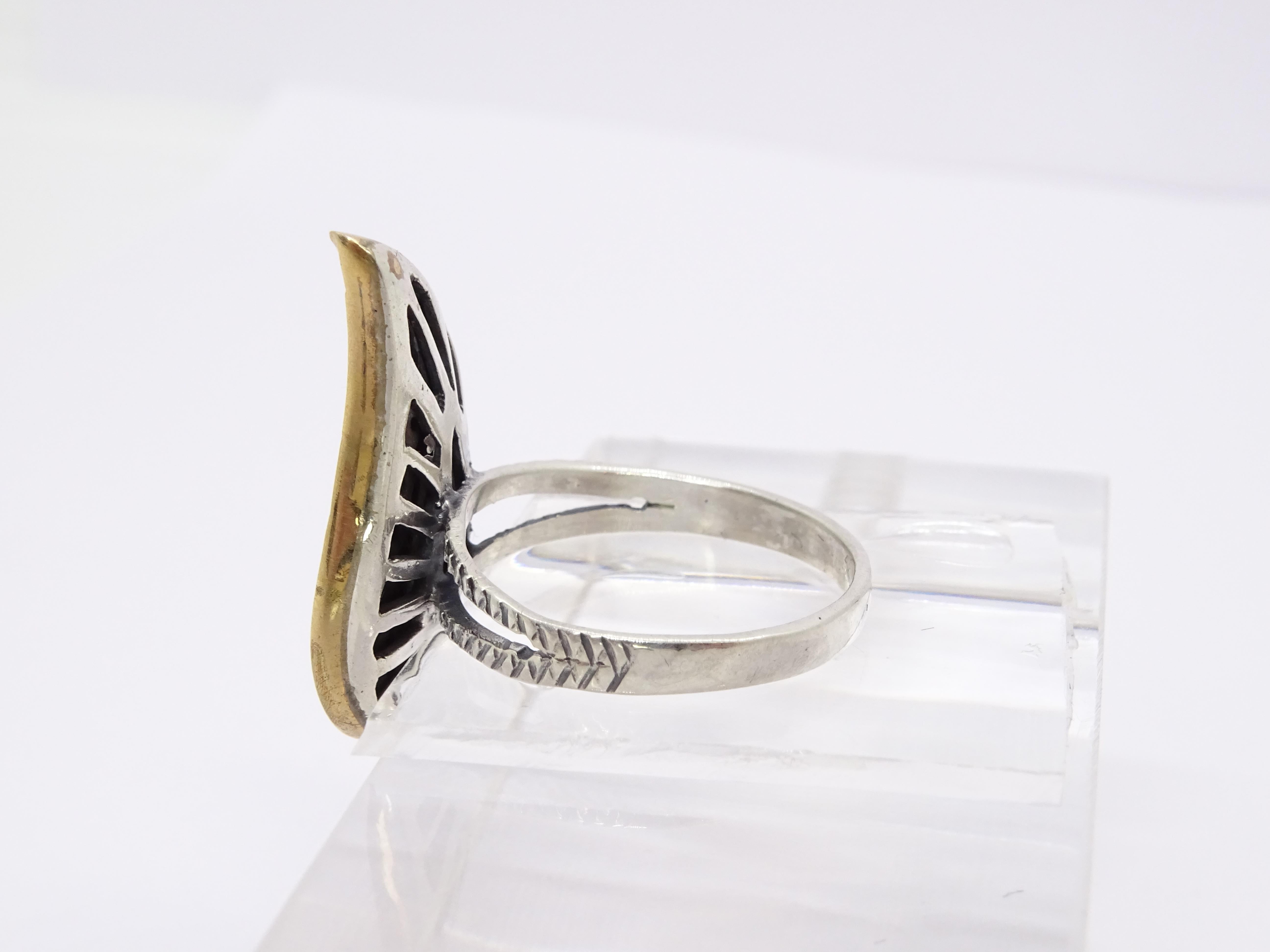 Vintage Italian “Leaf” Ring, Sterling Silver and Zirconia For Sale 10