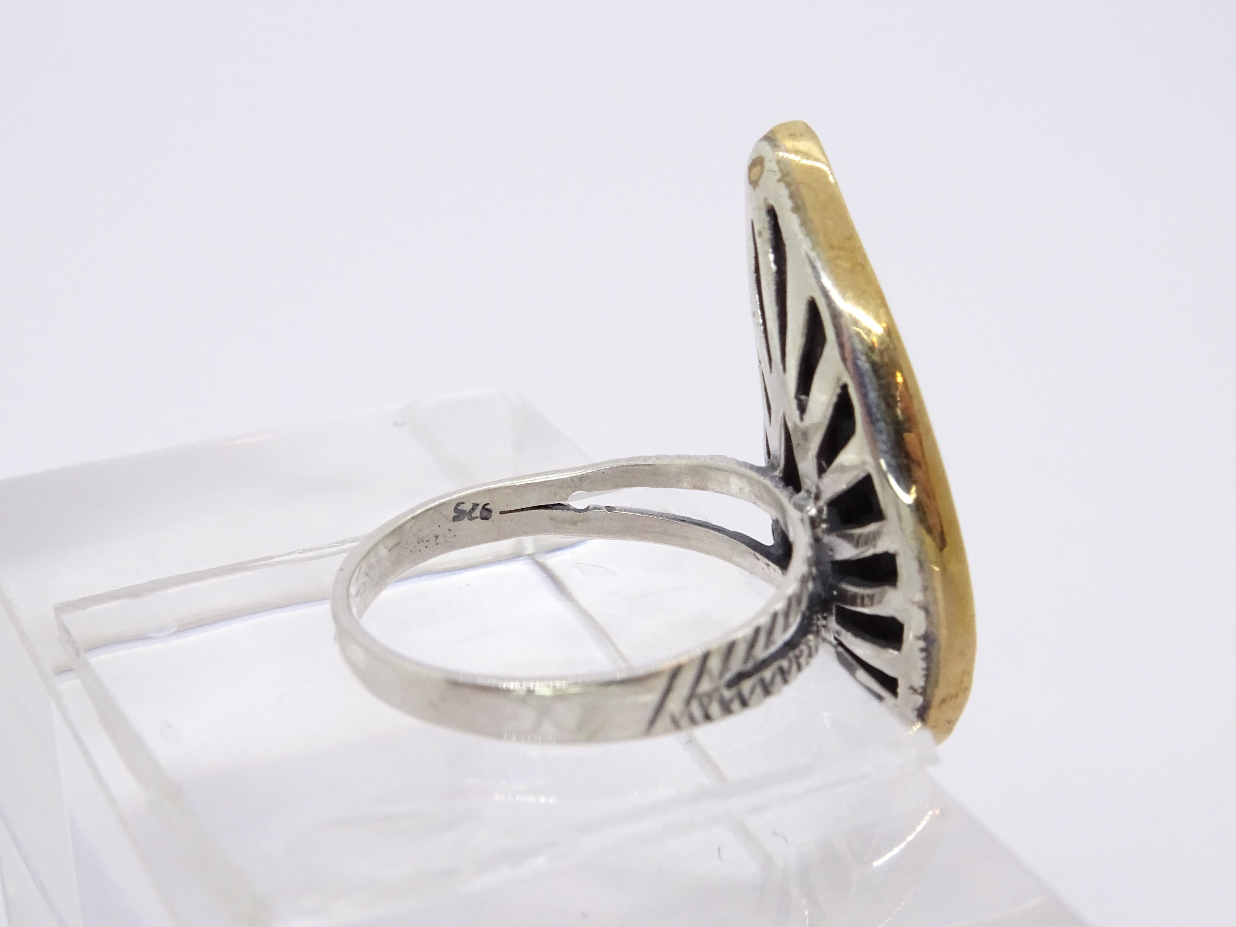 Vintage Italian “Leaf” Ring, Sterling Silver and Zirconia For Sale 11
