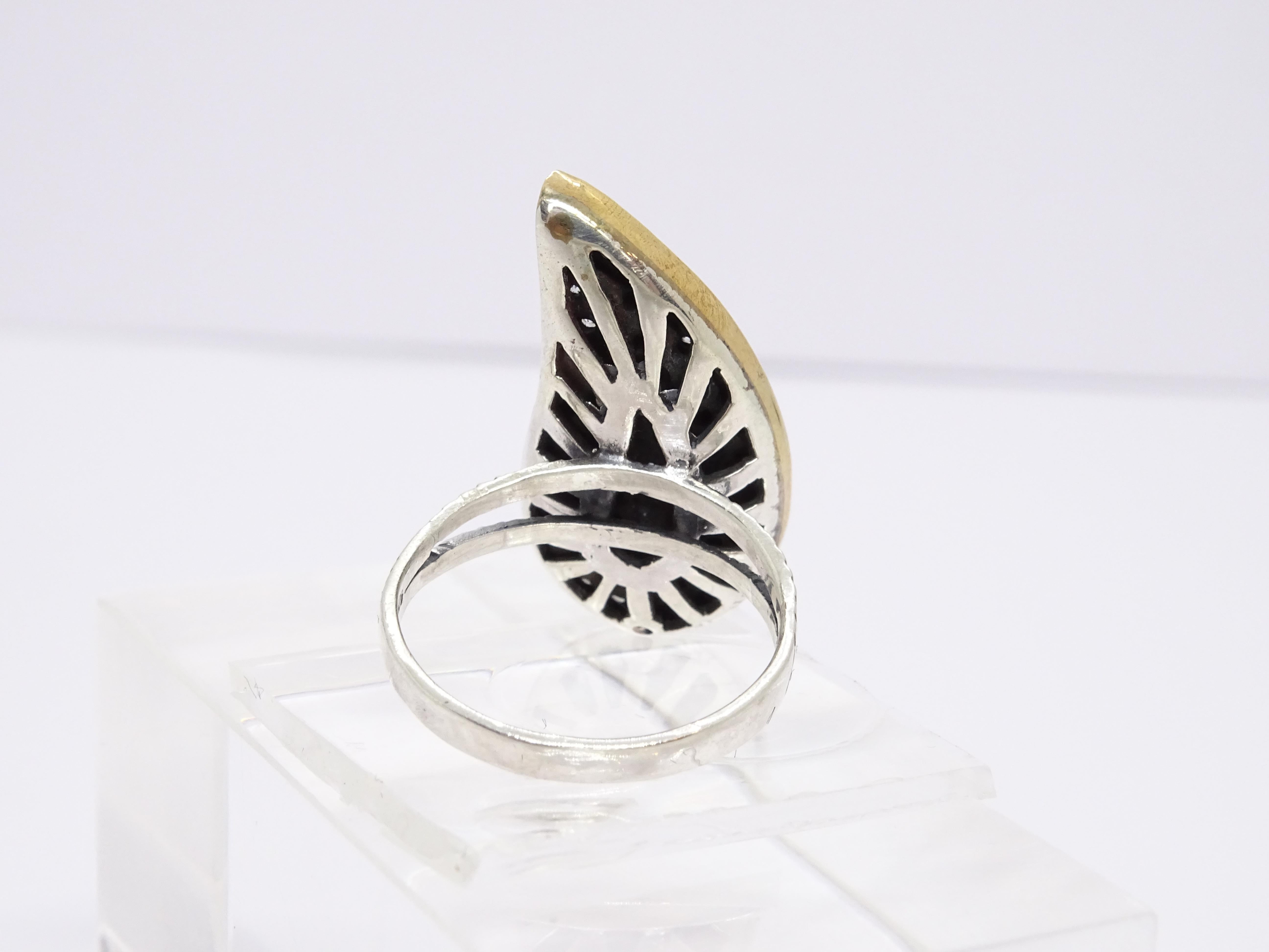 Vintage Italian “Leaf” Ring, Sterling Silver and Zirconia For Sale 12