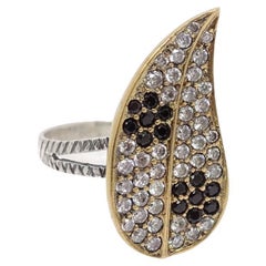 Vintage Italian “Leaf” Ring, Sterling Silver and Zirconia
