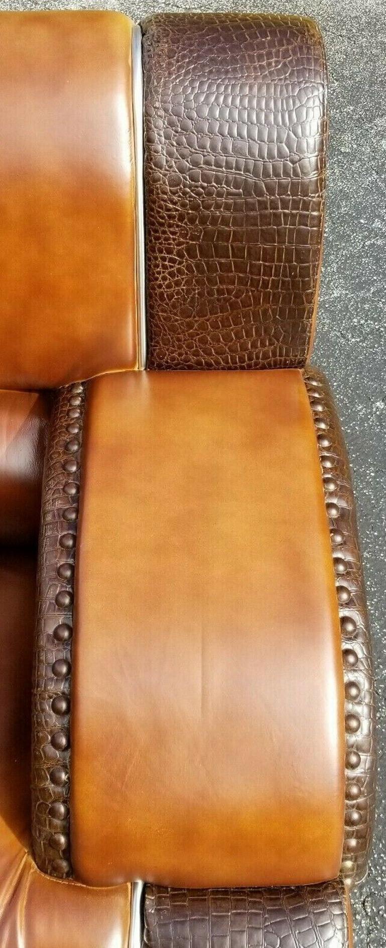 Vintage Italian Leather and Alligator Lounge Chair In Good Condition In Lake Worth, FL