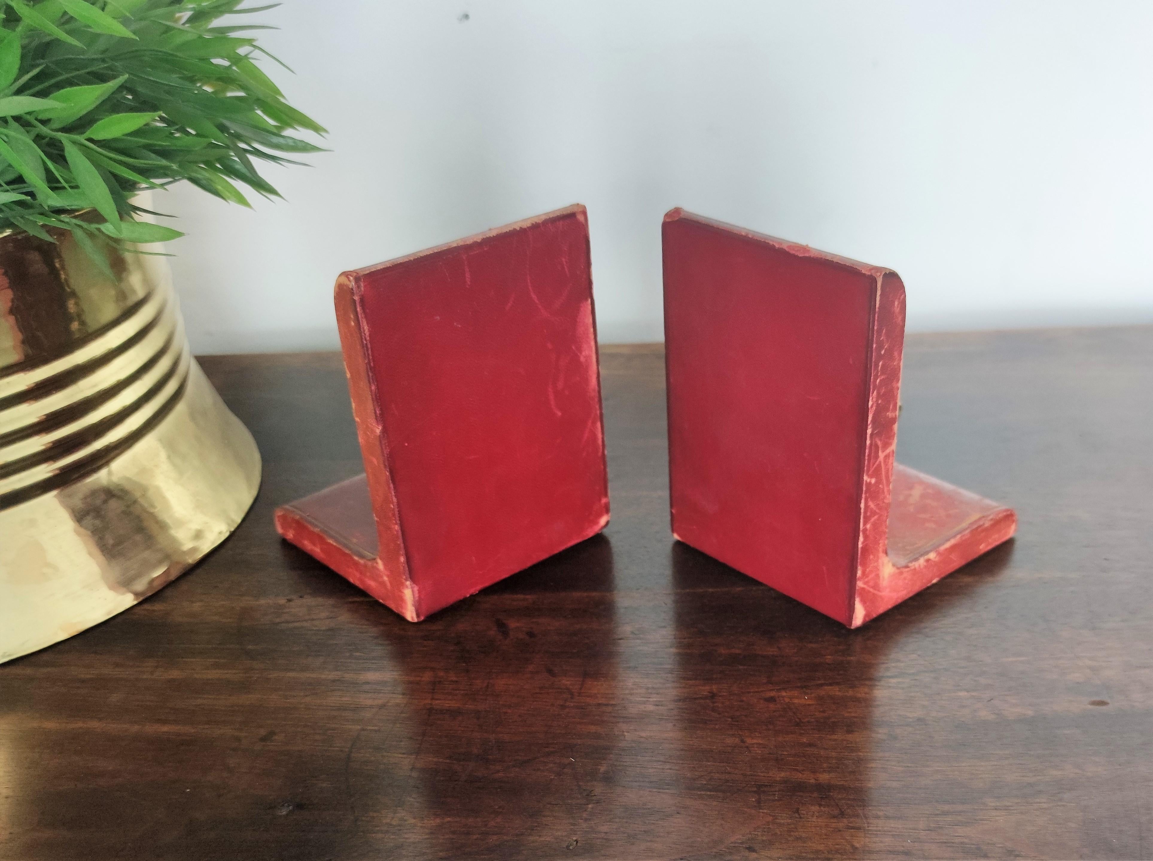 Vintage Italian Leather and Brass Horse Head Bookends 2
