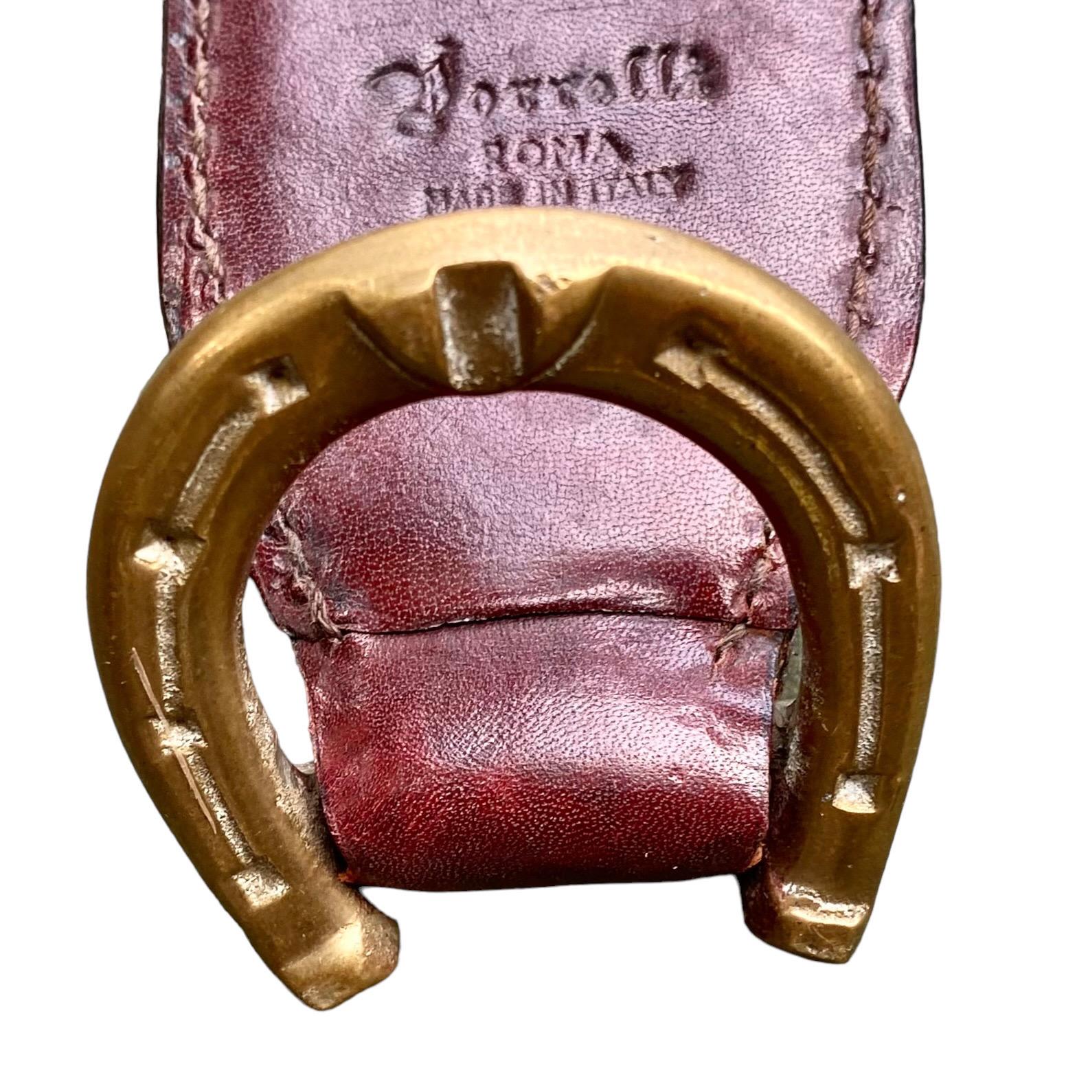 Staffa italiana d'epoca in pelle e ottone in vendita 1