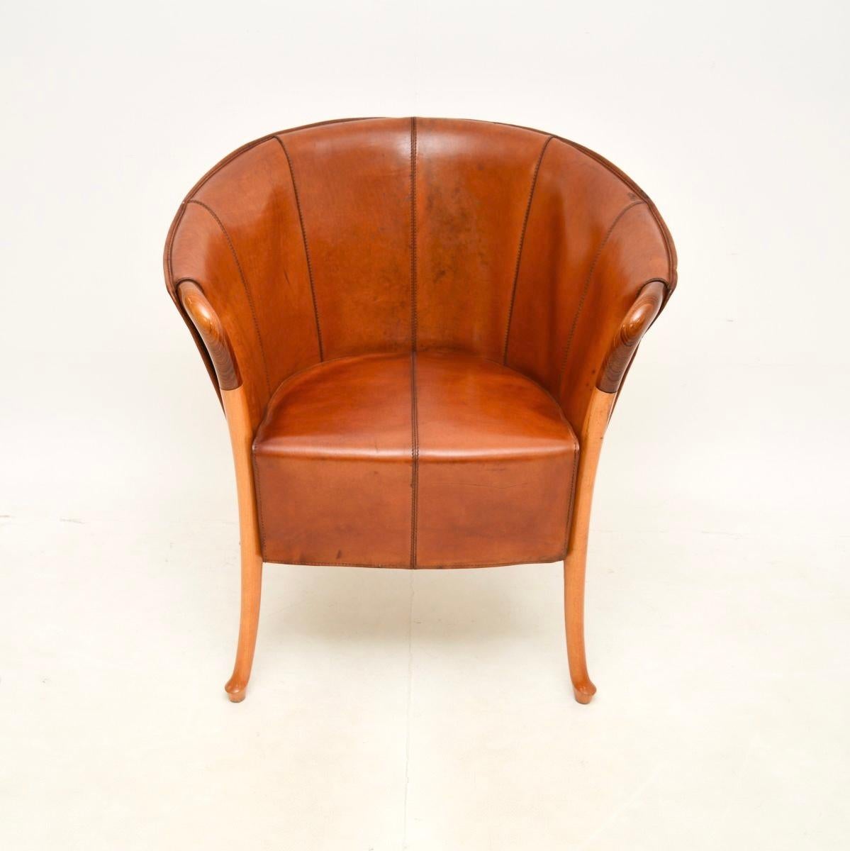 Mid-Century Modern Vintage Italian Leather Armchair by Georgetti Progetti For Sale
