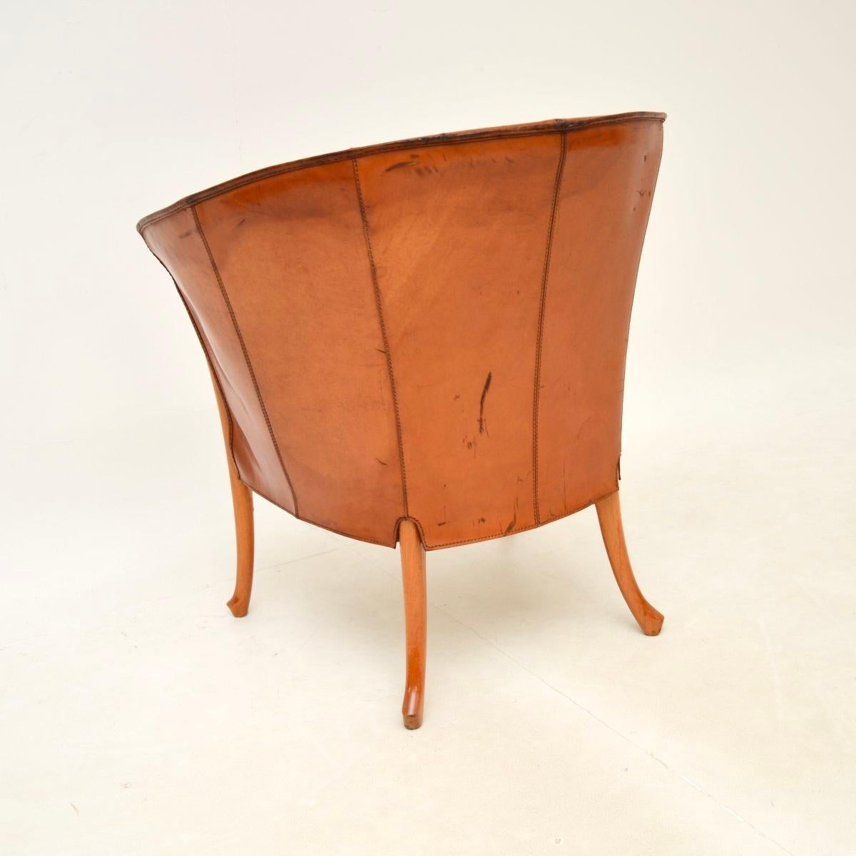Late 20th Century Vintage Italian Leather Armchair by Georgetti Progetti For Sale