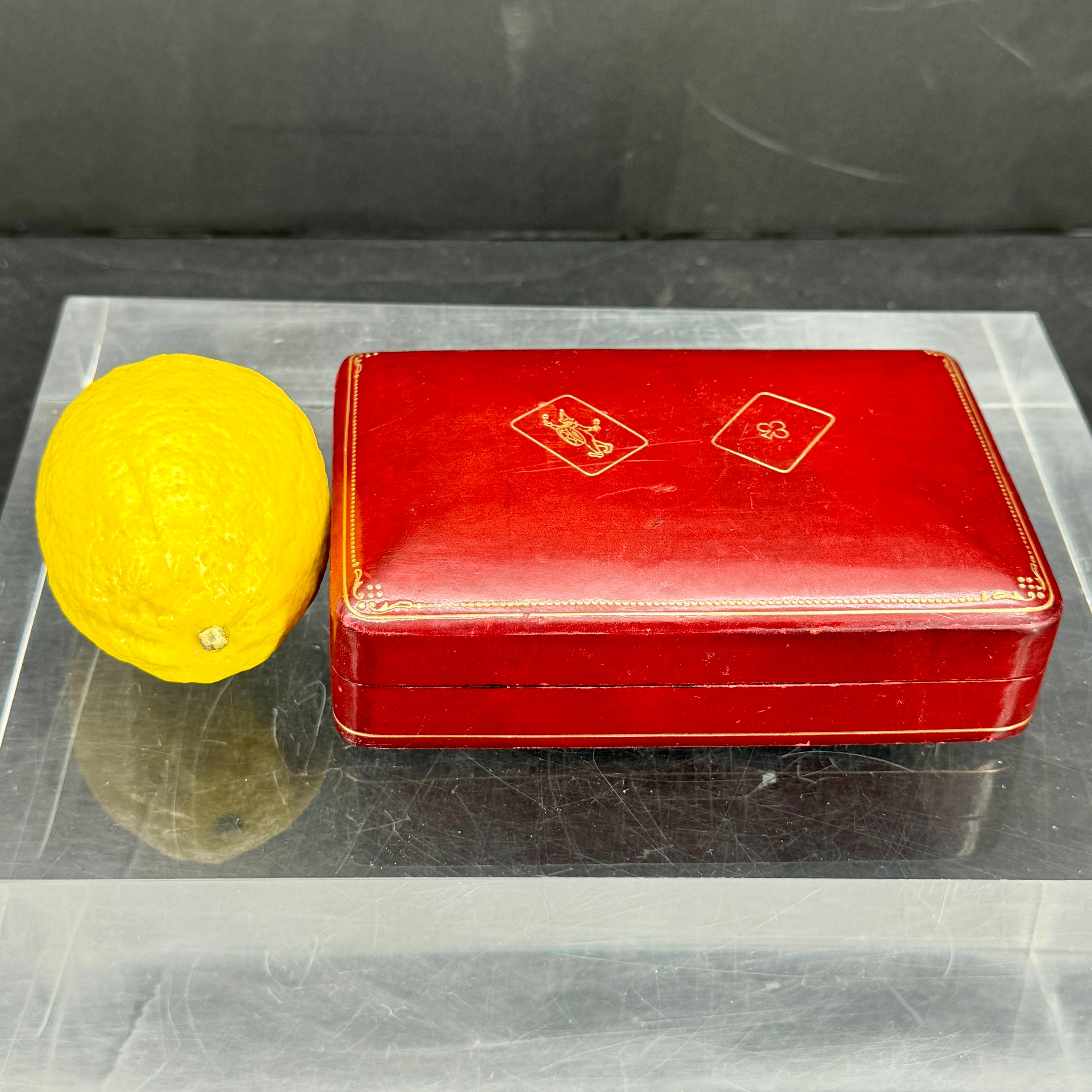 Vintage Italian Leather Box for Two Deck of Cards For Sale 4