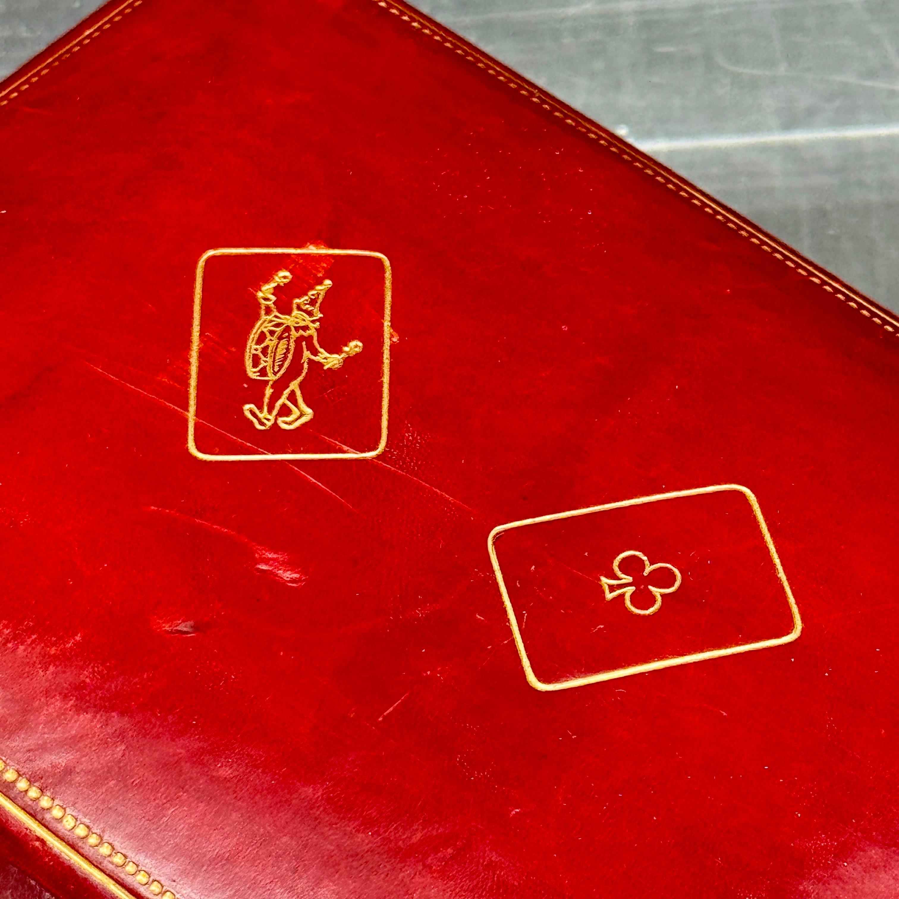 Vintage Italian Leather Box for Two Deck of Cards For Sale 7