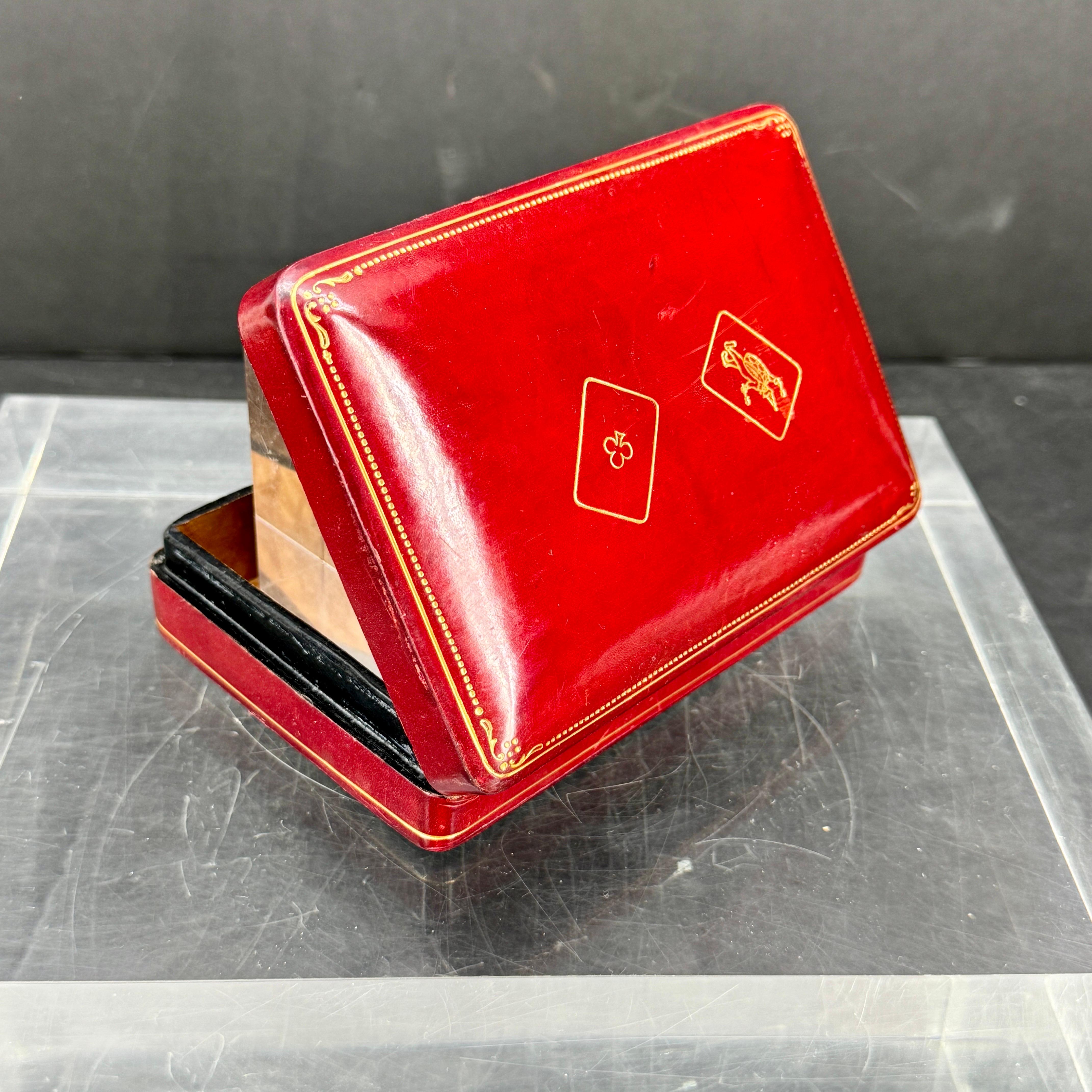 Vintage Italian Leather Box for Two Deck of Cards For Sale 8