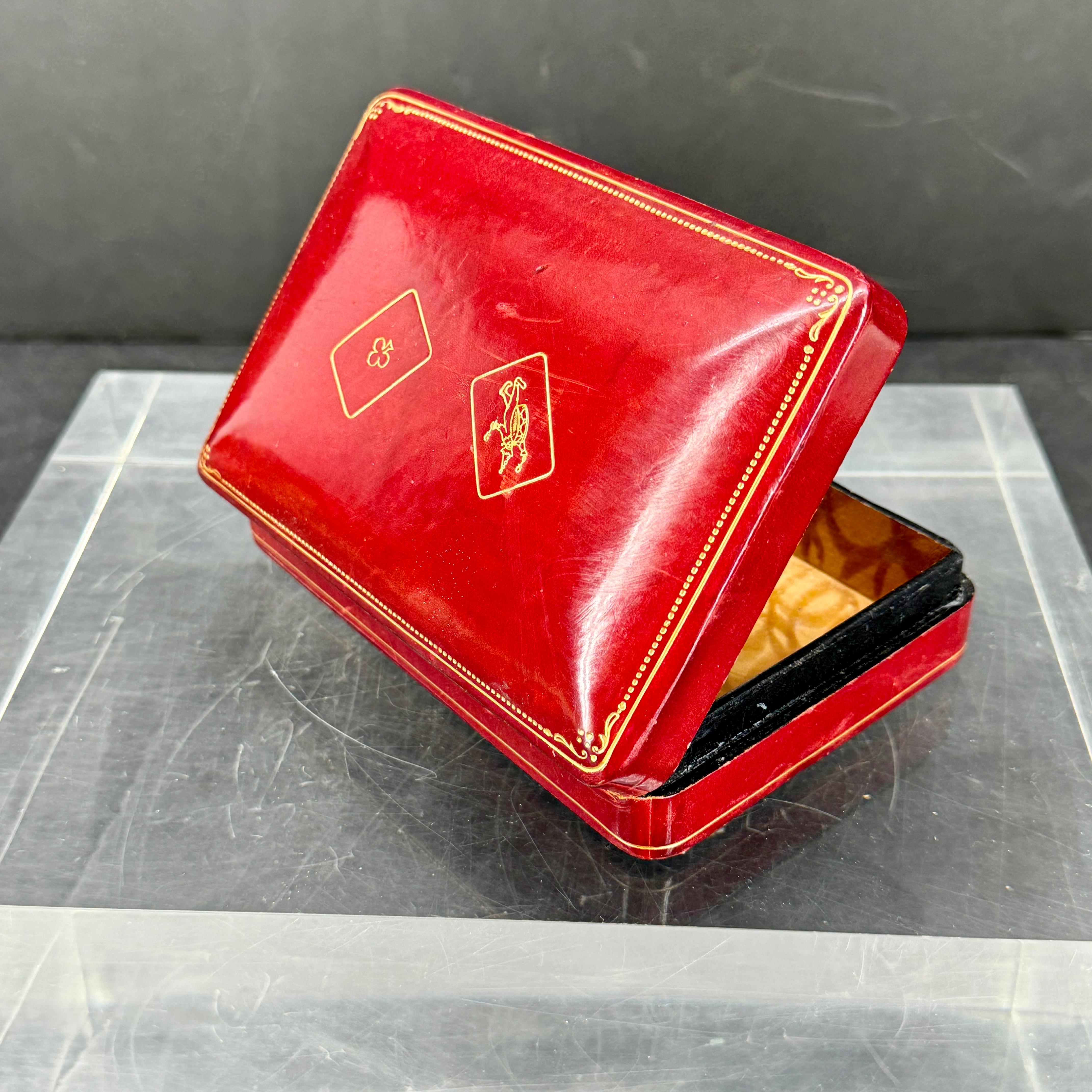 Vintage Italian Leather Box for Two Deck of Cards For Sale 1