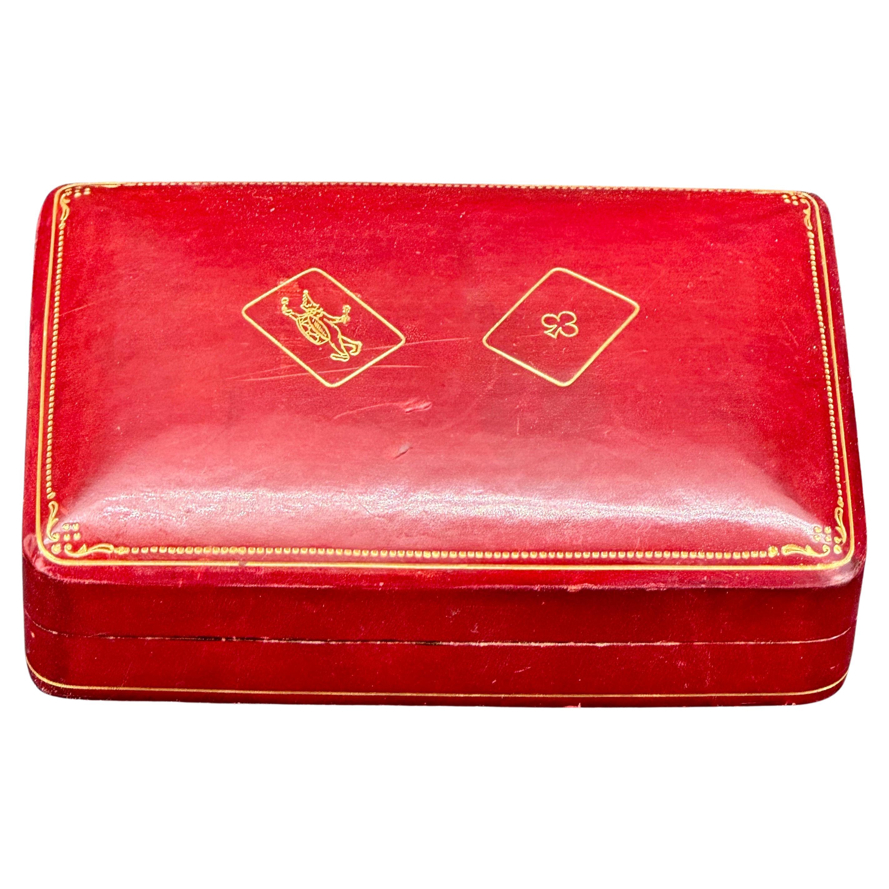 Vintage Italian Leather Box for Two Deck of Cards