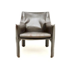 Vintage Italian Leather CAB Armchair by Mario Bellini