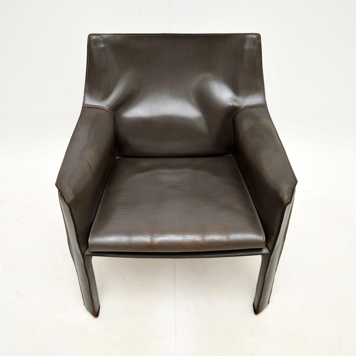 Sillón CAB de cuero italiano vintage de Mario Bellini Cuero en venta
