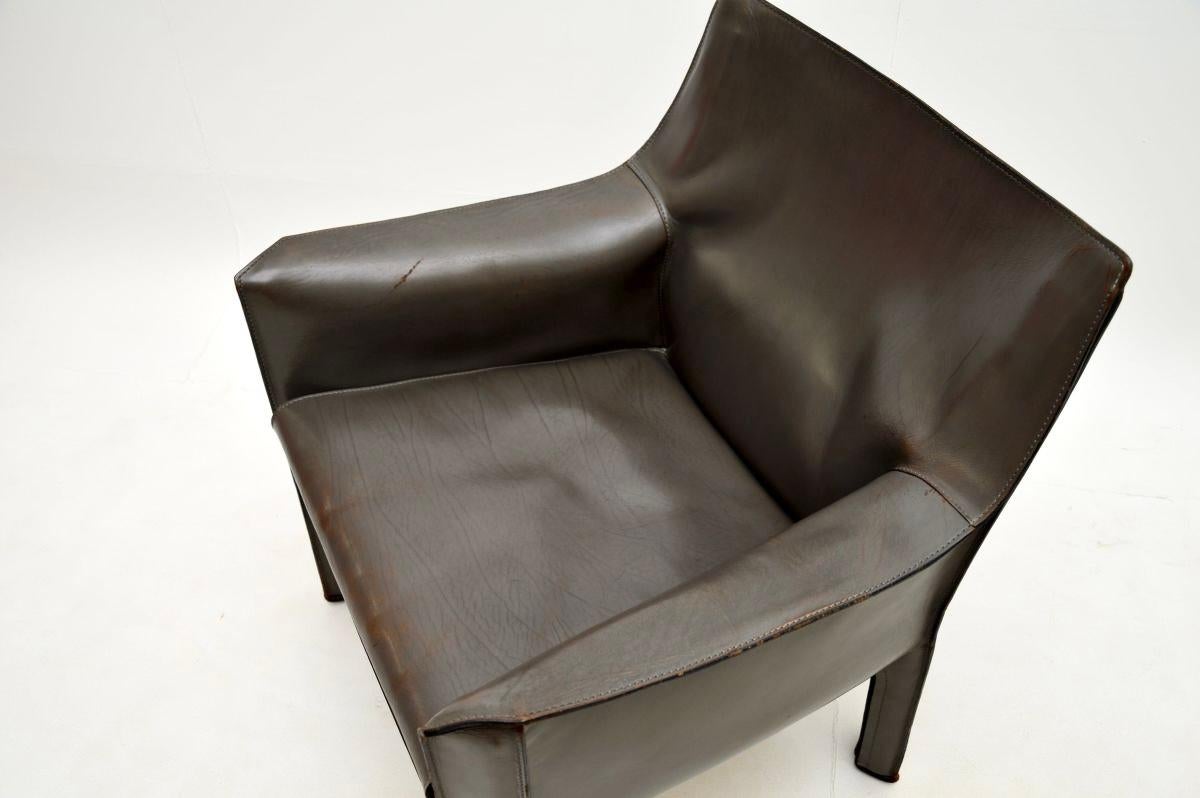 Sillón CAB de cuero italiano vintage de Mario Bellini en venta 1