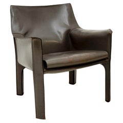 Vintage Italian Leather CAB Armchair by Mario Bellini