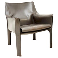 Vintage Italian Leather CAB Armchair by Mario Bellini