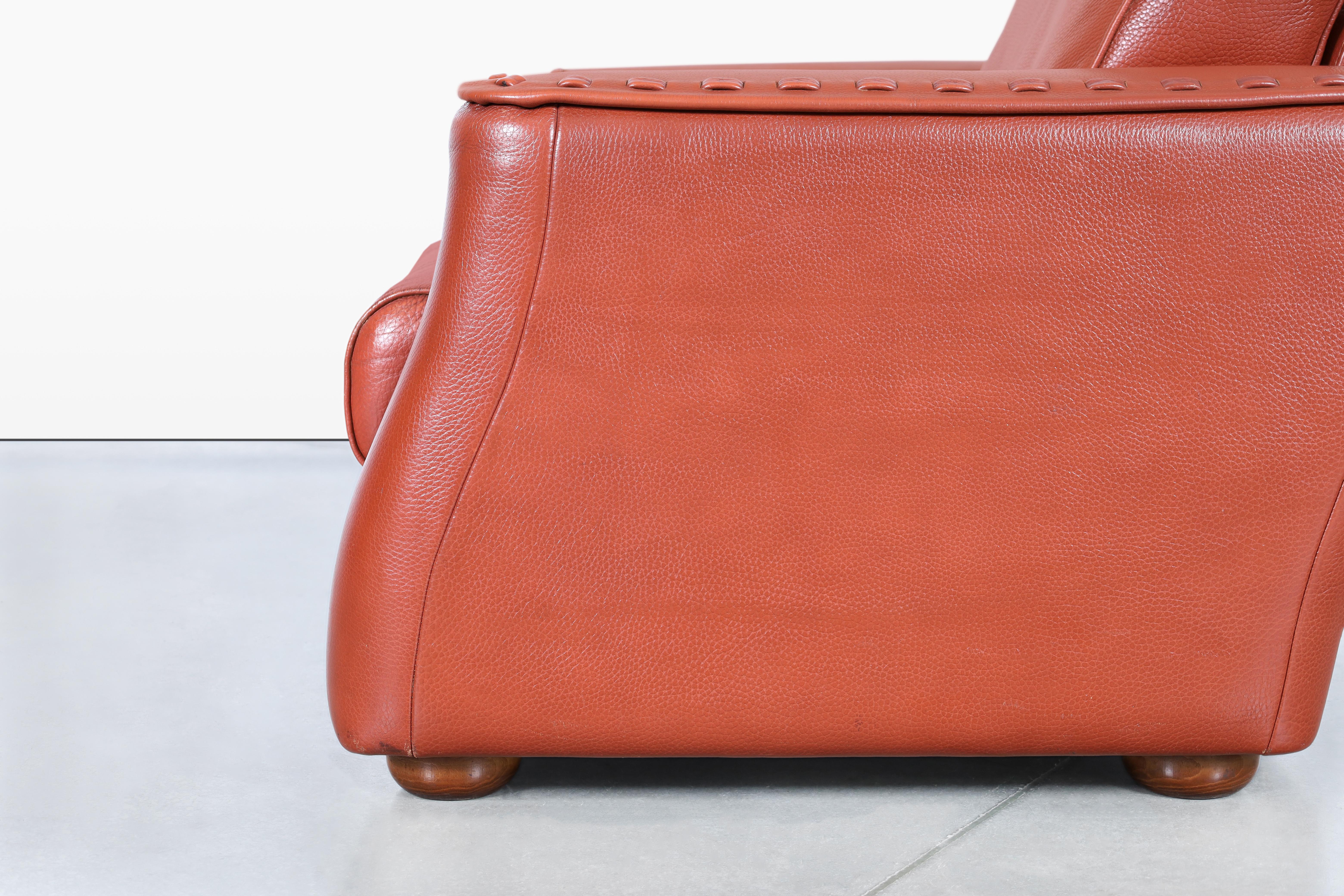 Vintage Italian Leather Club Chairs by Formenti For Sale 5