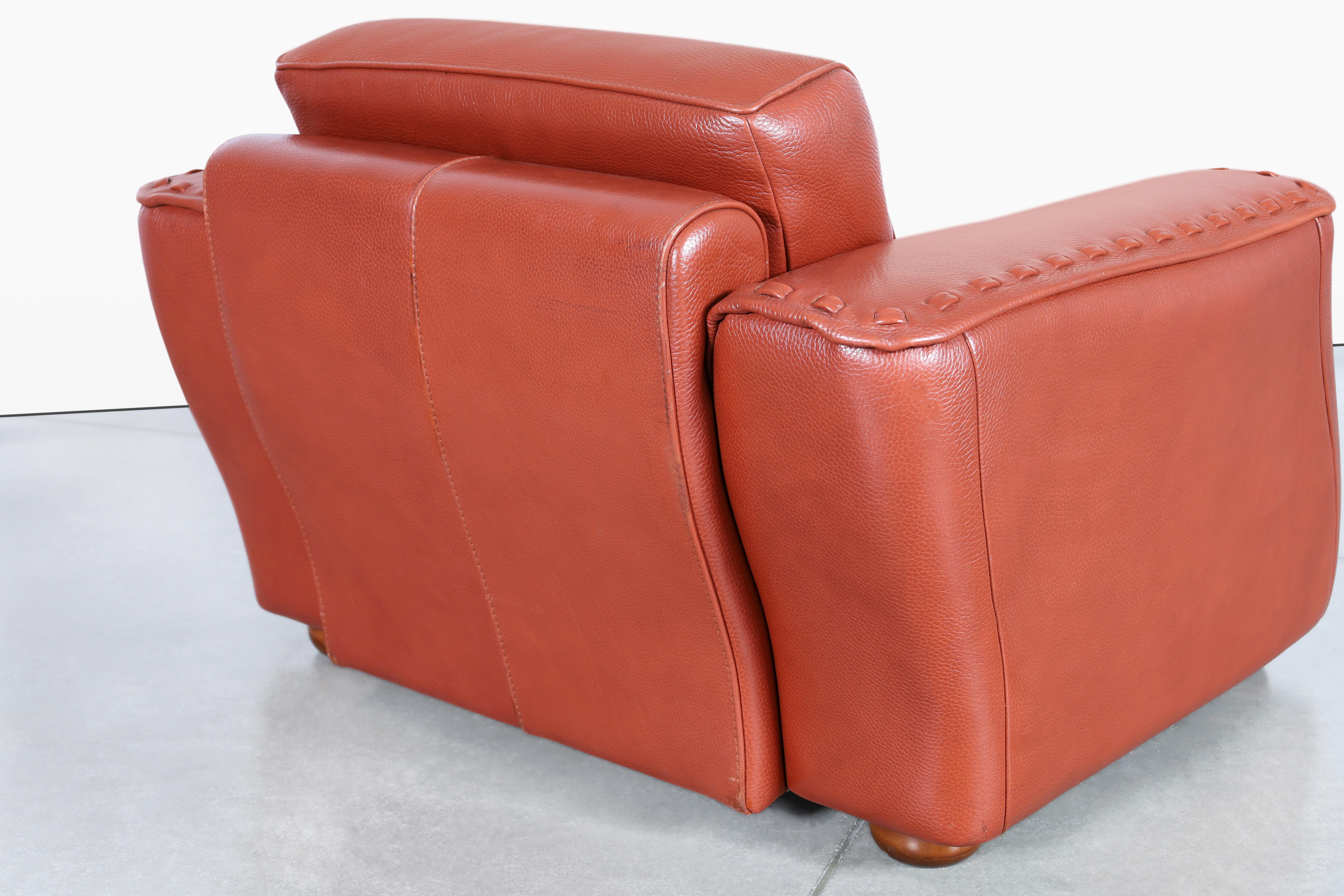 Vintage Italian Leather Club Chairs by Formenti For Sale 7