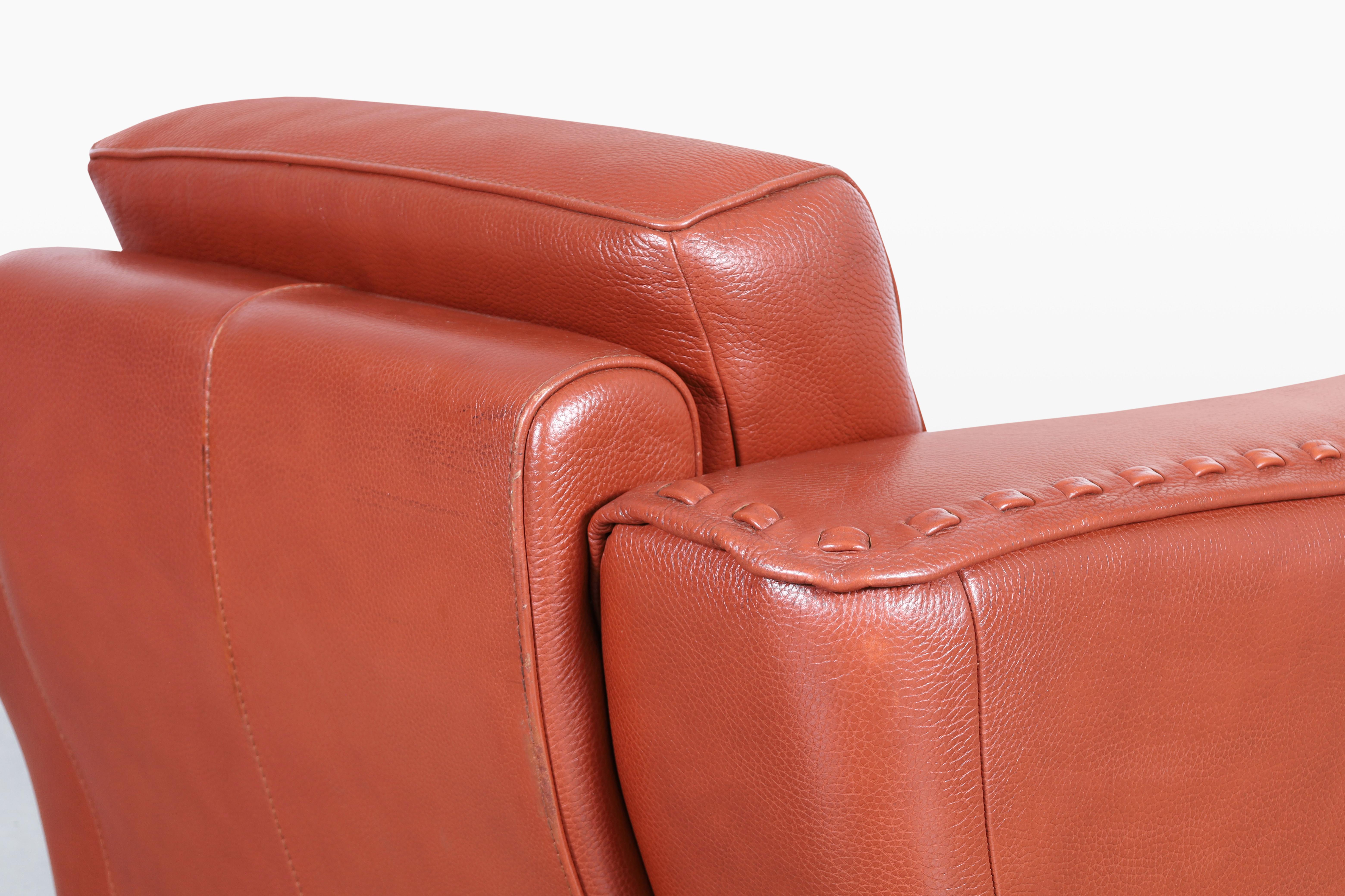 Vintage Italian Leather Club Chairs by Formenti For Sale 8
