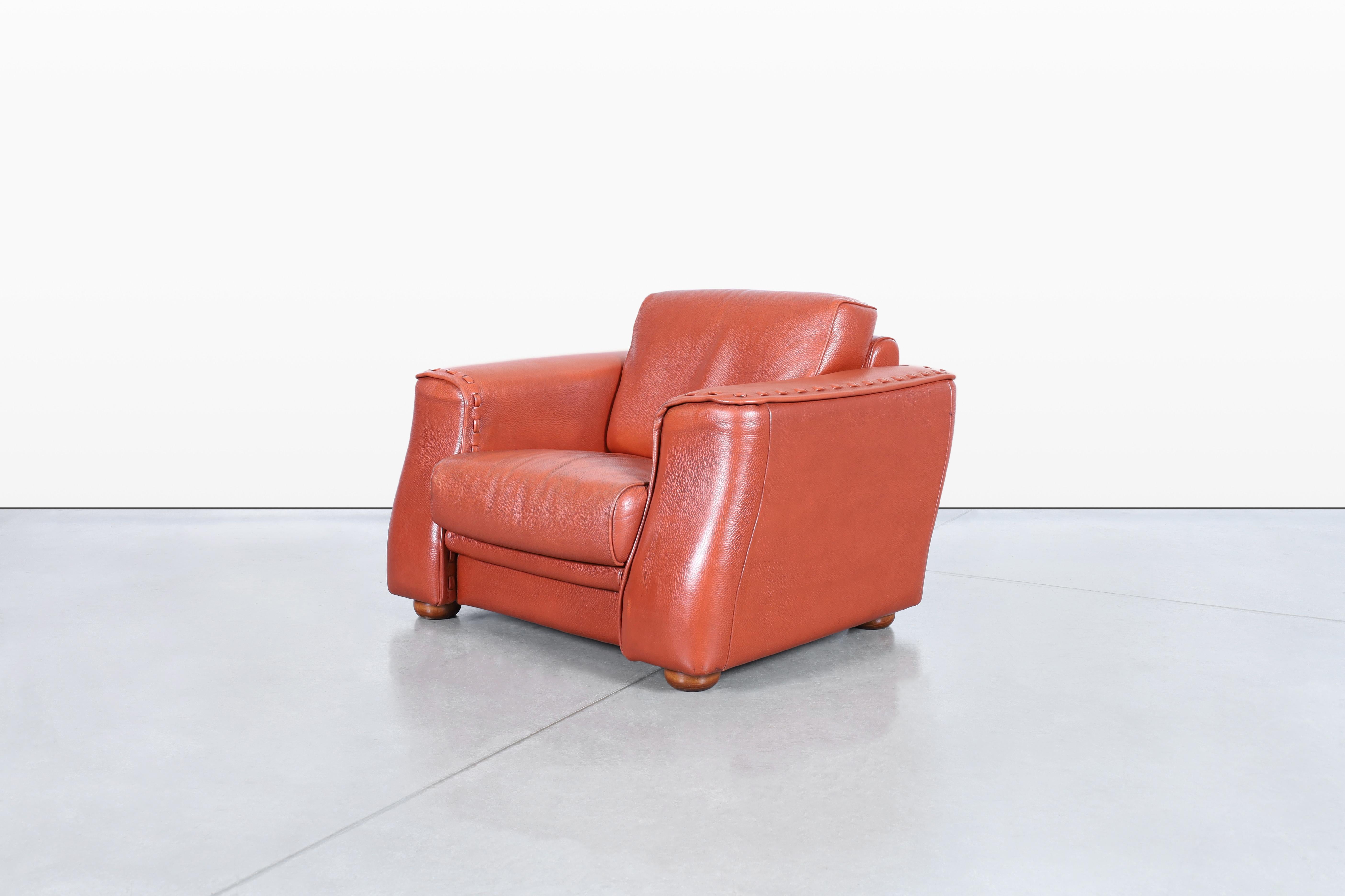 Vintage Italian Leather Club Chairs by Formenti For Sale 1