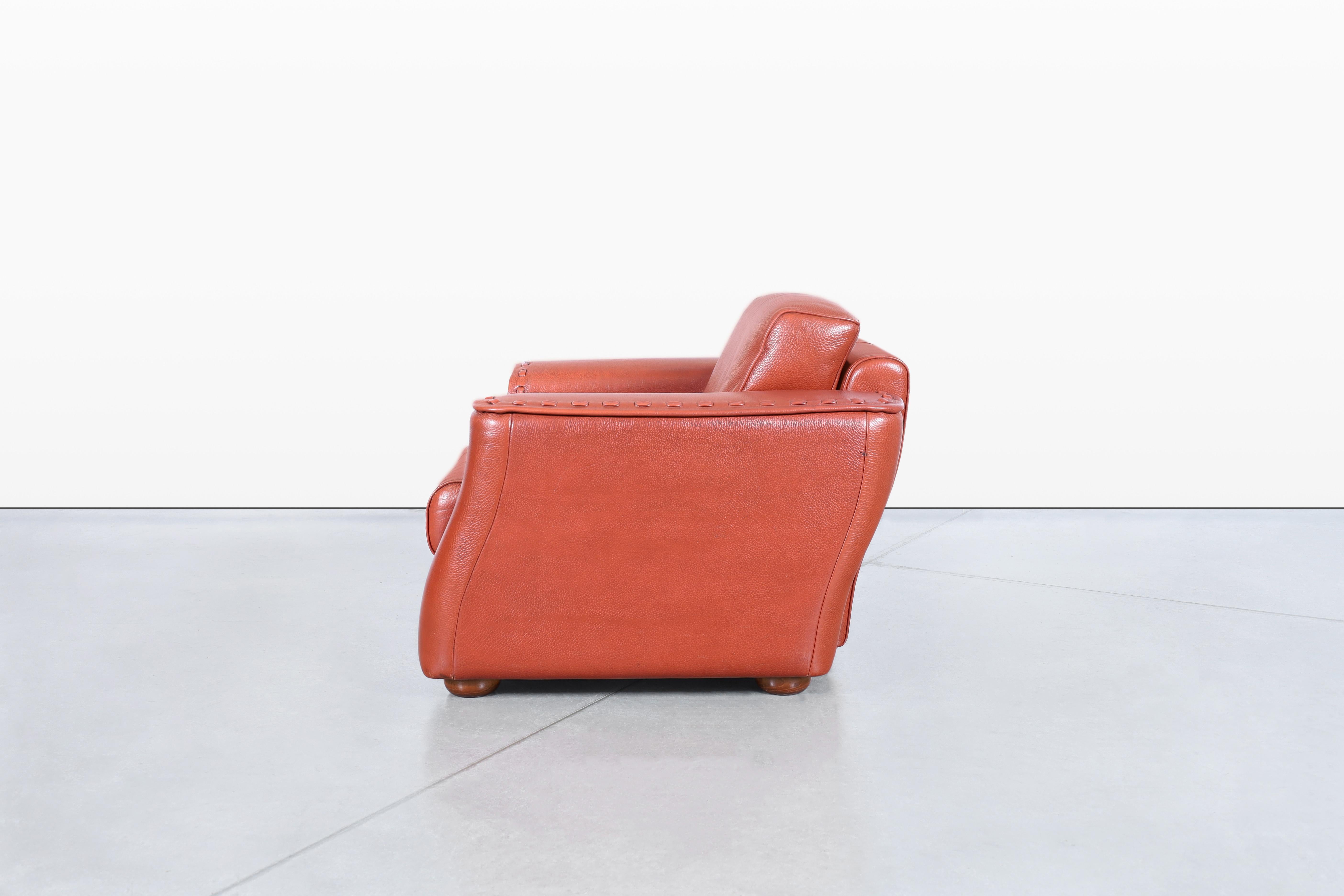 Vintage Italian Leather Club Chairs by Formenti For Sale 4