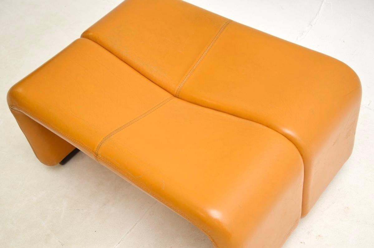 Vintage Italian Leather Coronado Sofa and Stool by C&B Italia For Sale 7