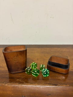 Vintage Italian Leather Gambling Dice Cup, Circa 1950's