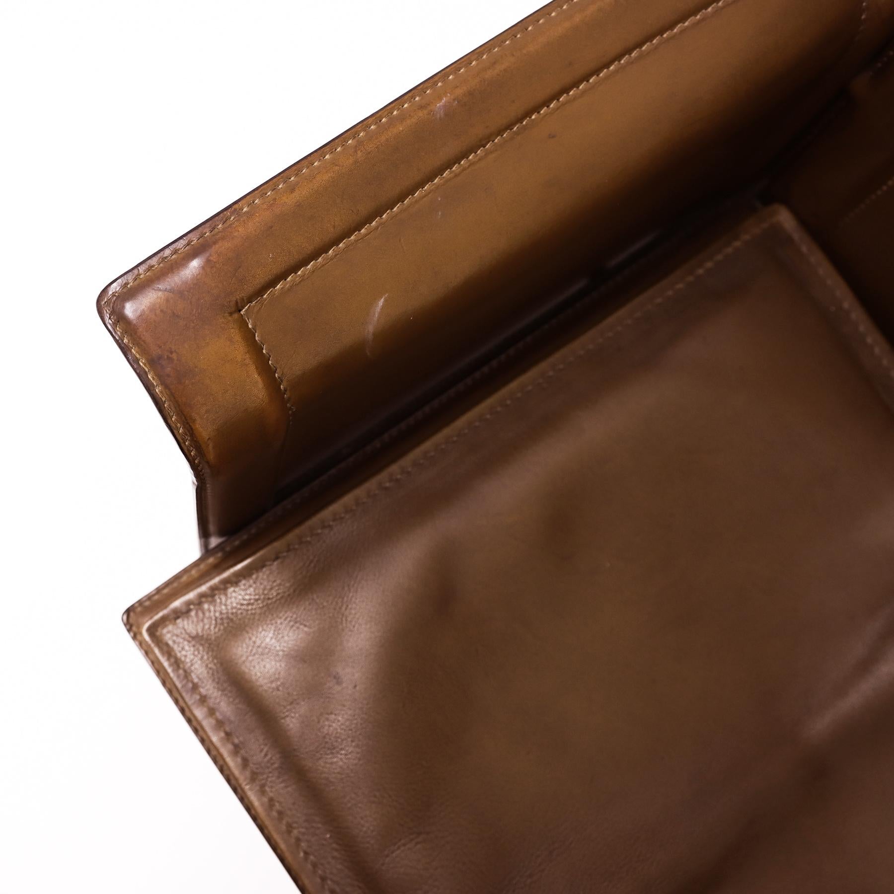 Vintage Italian leather Korium armchairs by Tito Agnoli for Matteo Grassi 4