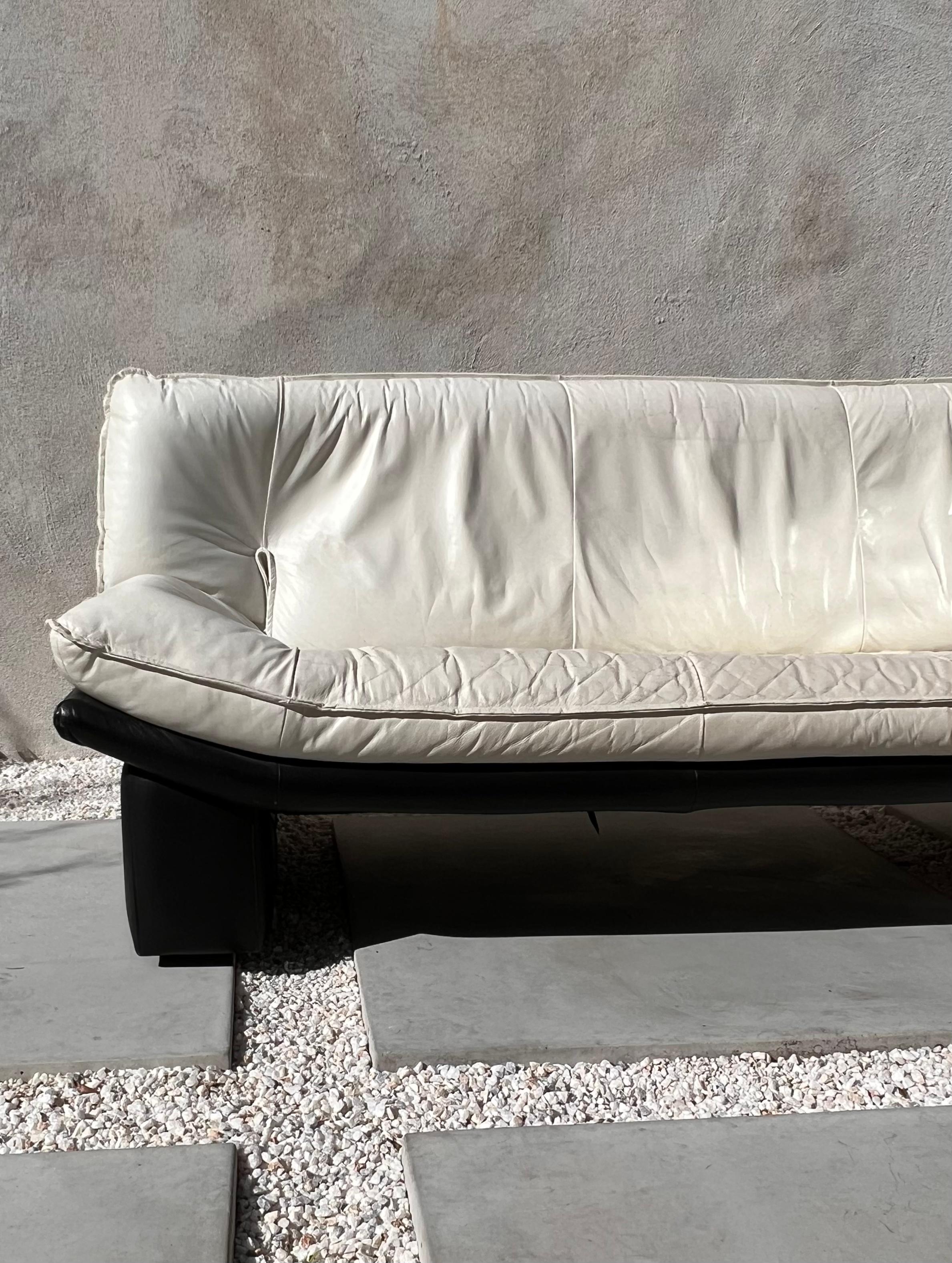 20th Century Vintage Italian Leather Postmodern Sofa by Nicoletti Salotti, circa 1980