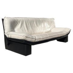 Vintage Italian Leather Postmodern Sofa by Nicoletti Salotti, circa 1980