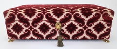 Vintage Italian Leather & Ruby Red Cut Velvet Jewelry Box