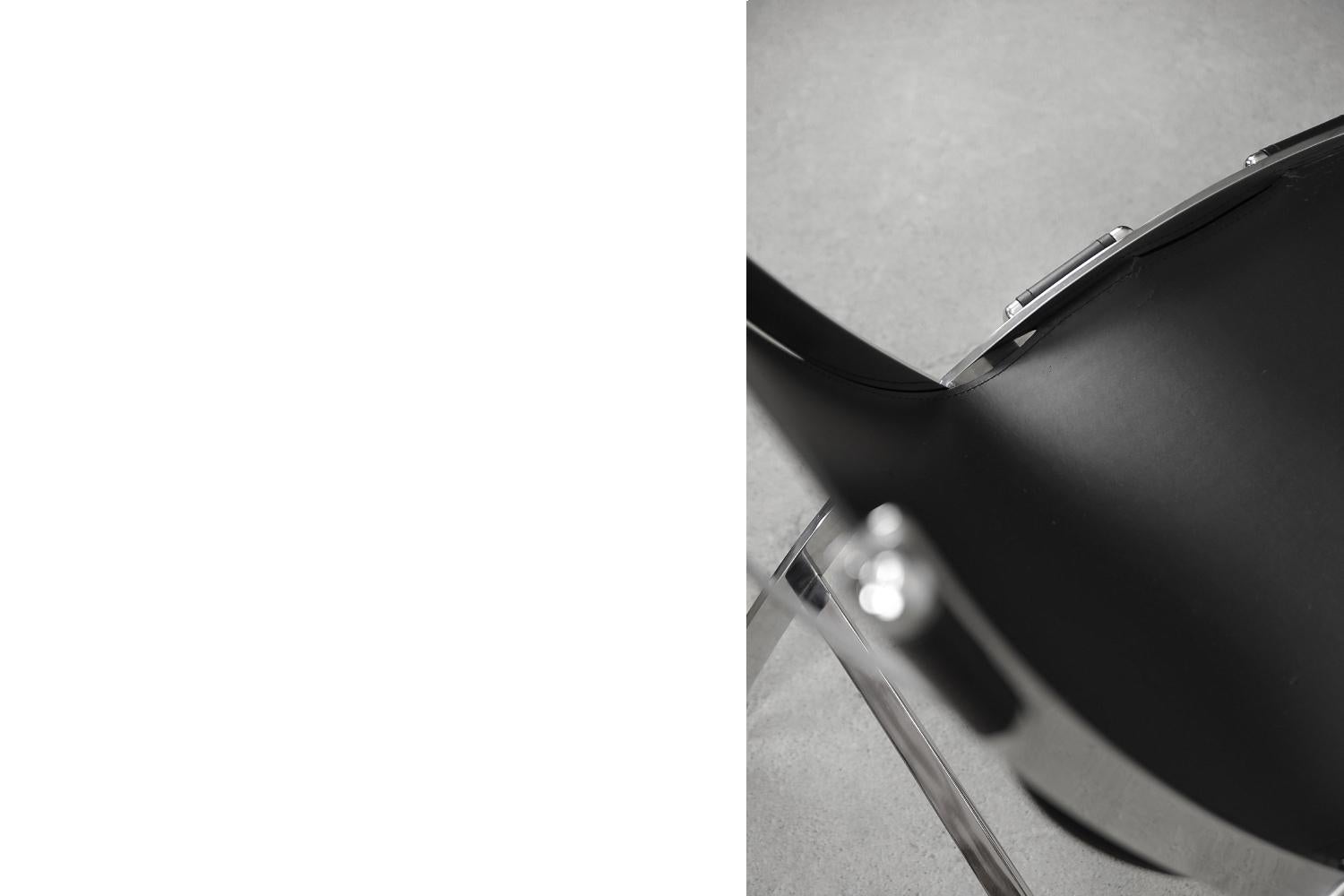 Chaise ciseaux italienne vintage en cuir intemporelle d'Antonio Citterio pour Flexform en vente 11