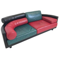 Vintage Italian Leather Sofa by Guido Faleschini for I 4 Mariani