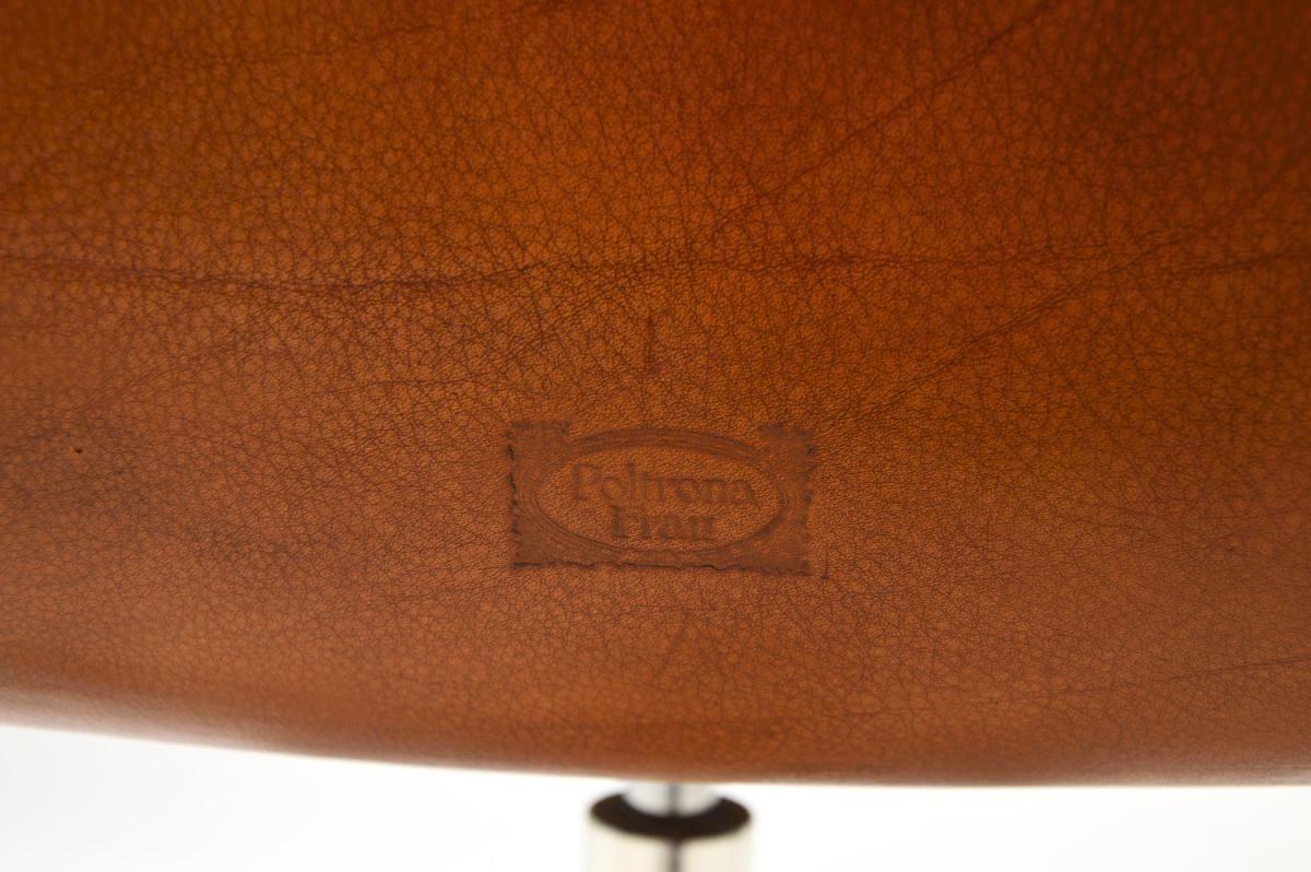 Vintage Italian Leather Swivel Desk Chair by Poltrona Frau For Sale 3