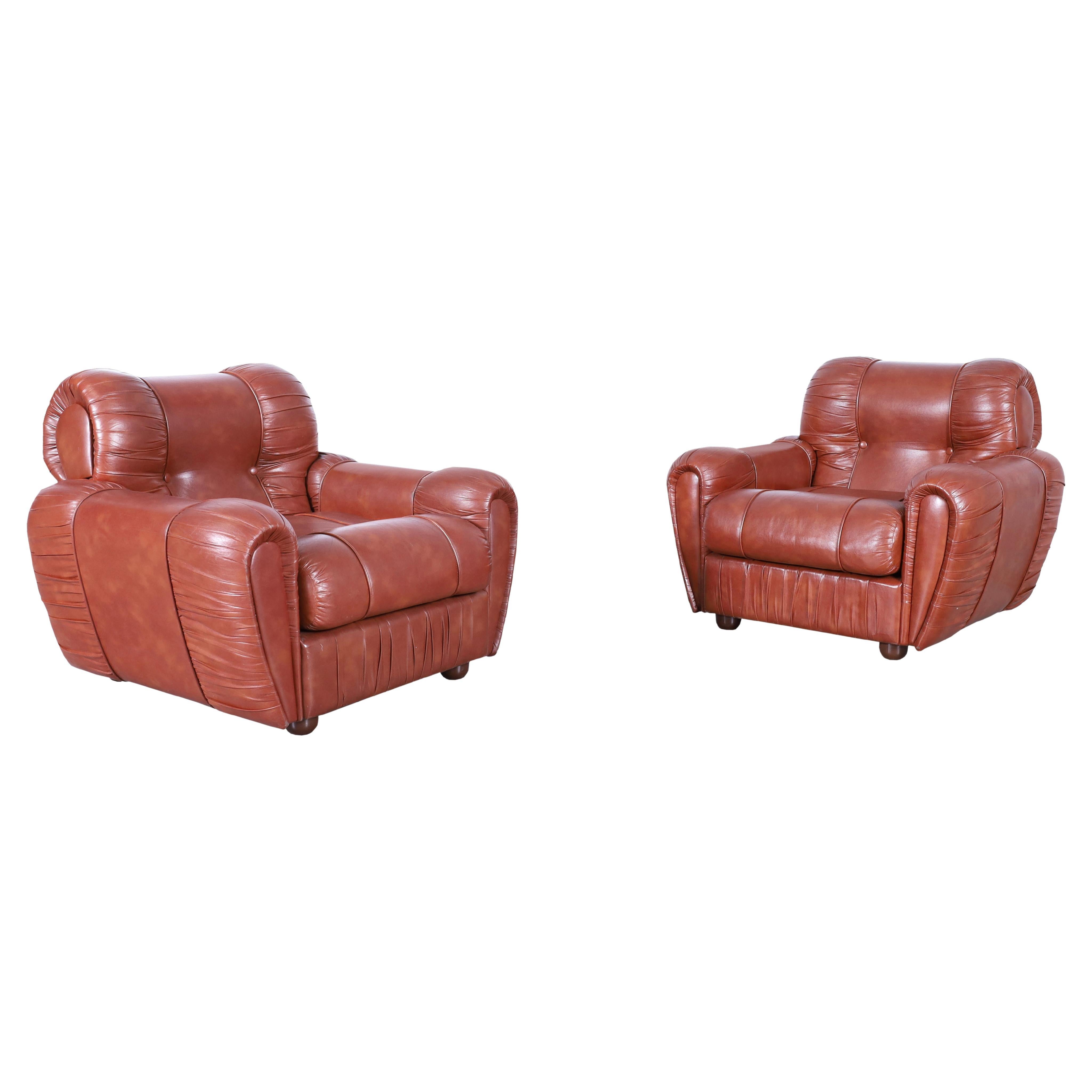 Vintage Italian Leatherette Lounge Chairs For Sale