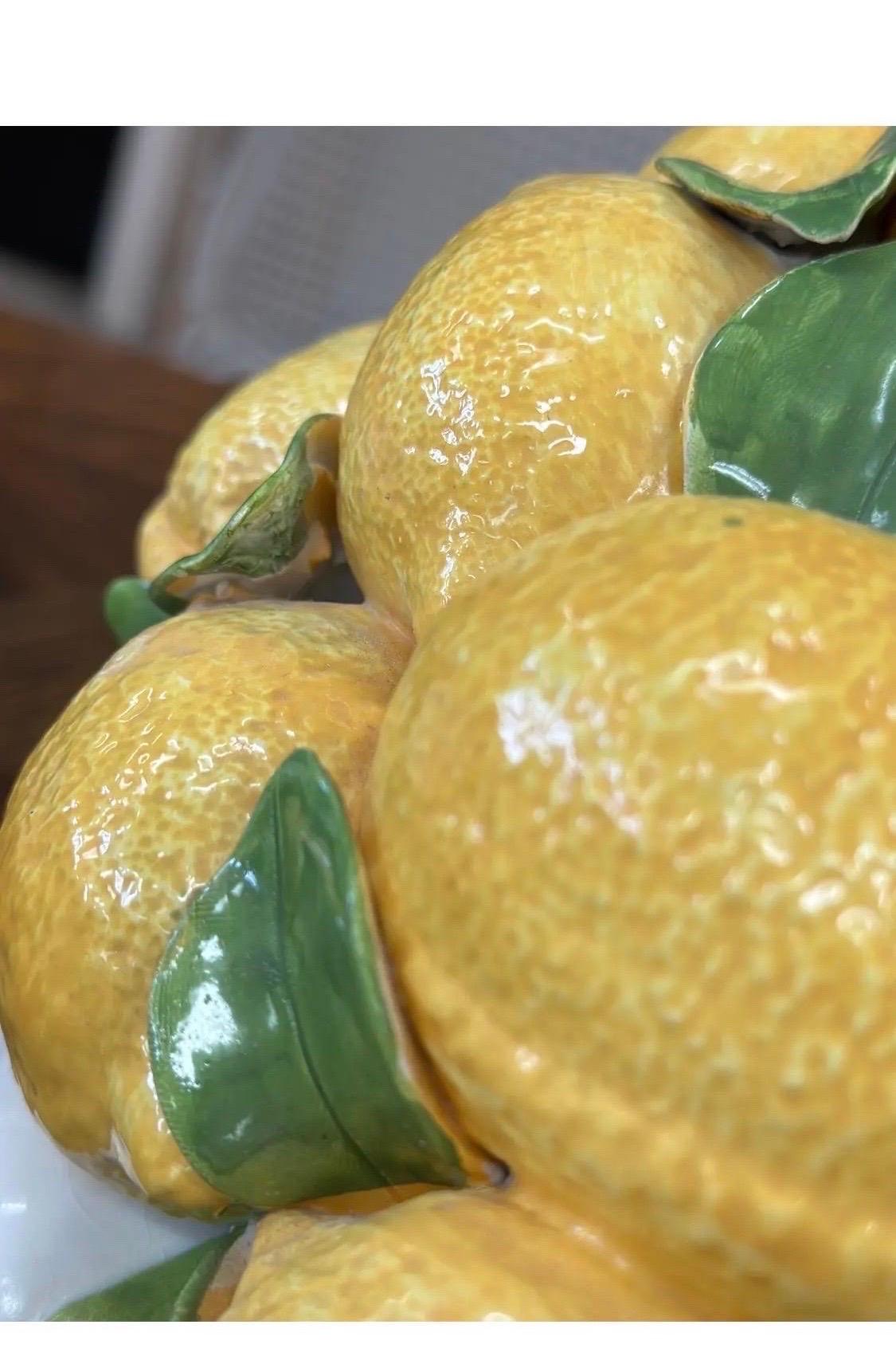 Topiario de centro de mesa de cerámica esmaltada con limón italiano vintage Cerámico