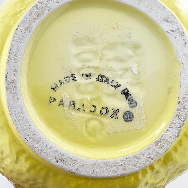 Vintage Italian Lemon Pitcher by Paradox, Handcrafted Majolica Pottery For Sale 6