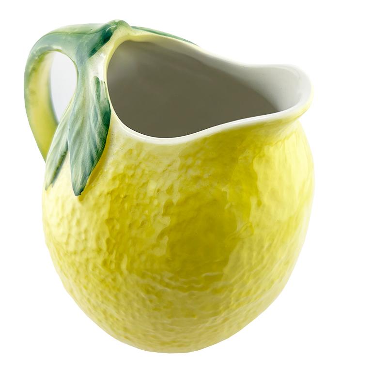 Hollywood Regency Vintage Italian Lemon Pitcher by Paradox, Handcrafted Majolica Pottery For Sale