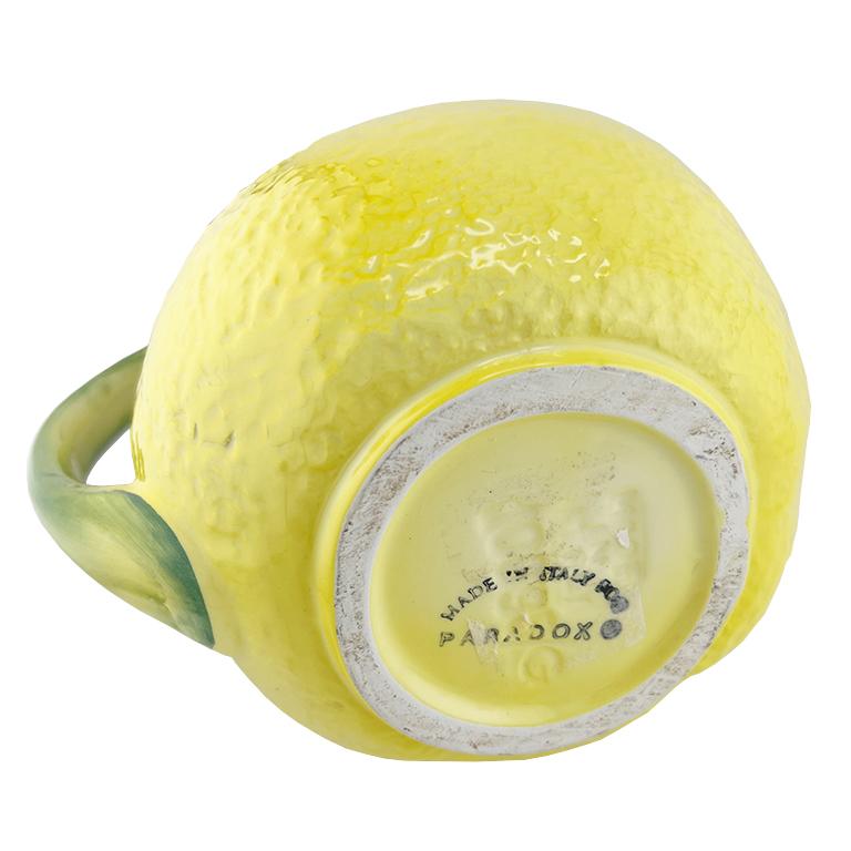 Portuguese Vintage Italian Lemon Pitcher by Paradox, Handcrafted Majolica Pottery For Sale