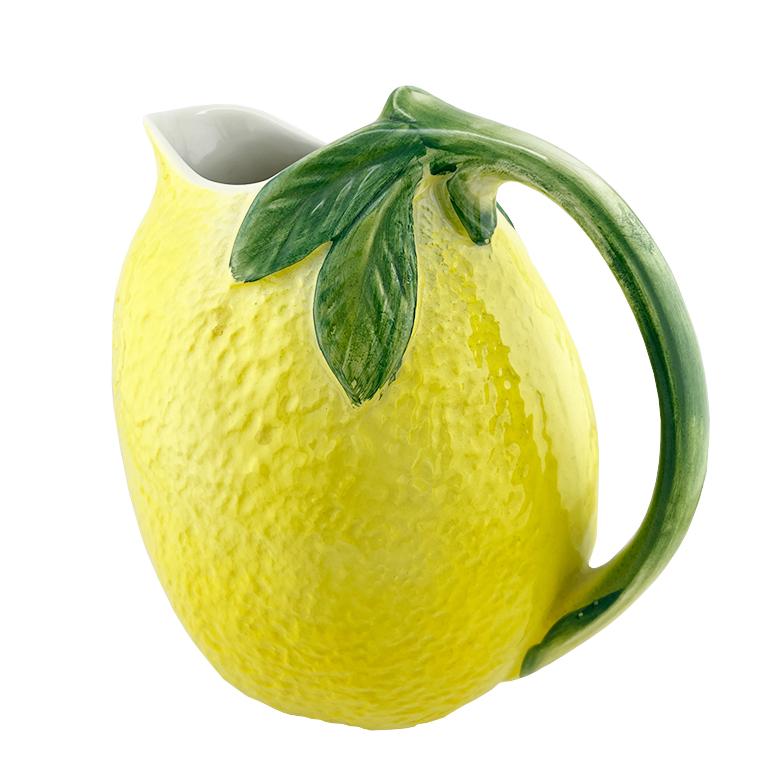 Vintage Italian Lemon Pitcher by Paradox, Handcrafted Majolica Pottery In Good Condition For Sale In Oklahoma City, OK
