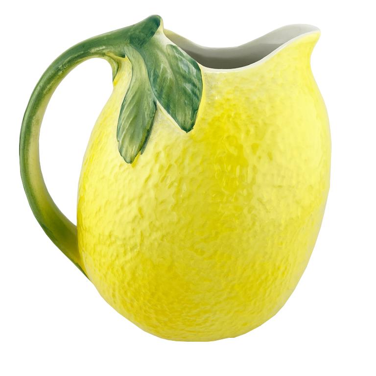 Ceramic Vintage Italian Lemon Pitcher by Paradox, Handcrafted Majolica Pottery For Sale