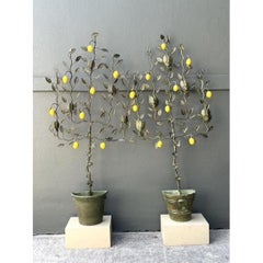 Vintage Italian Lemon Tole Tree Lights - A Pair