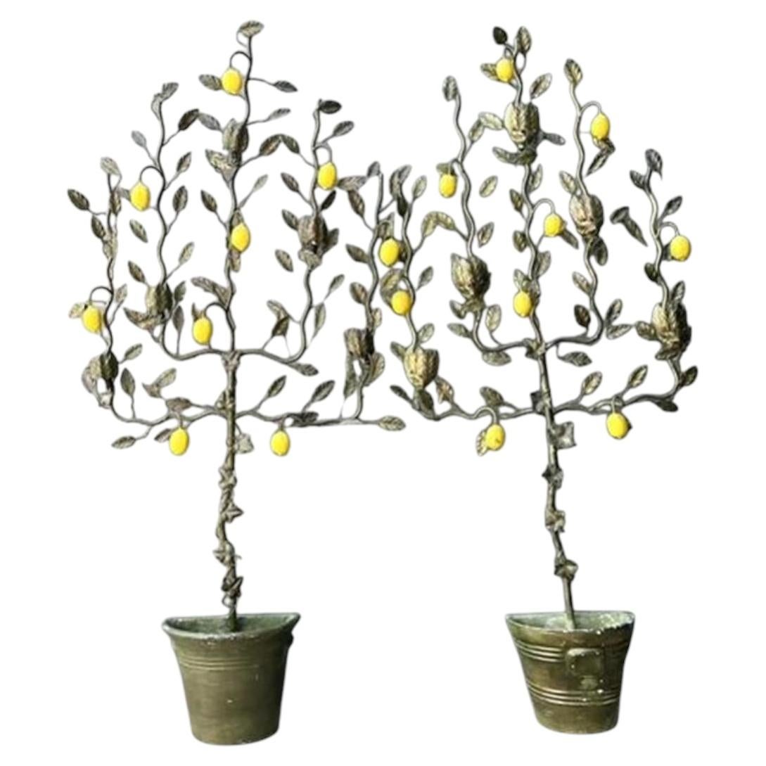 Vintage Italian Lemon Tole Tree Lights - A Pair For Sale